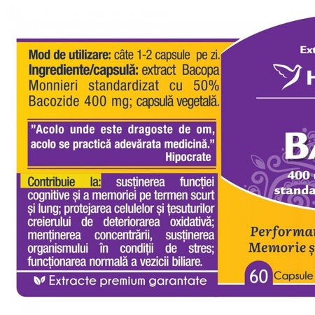 Bacopa, 60 capsule vegetale, Herbagetica 613473