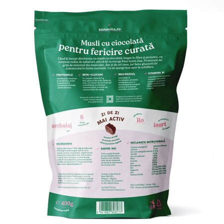 Musli cu ciocolata, 400 g, Sanovita 613512