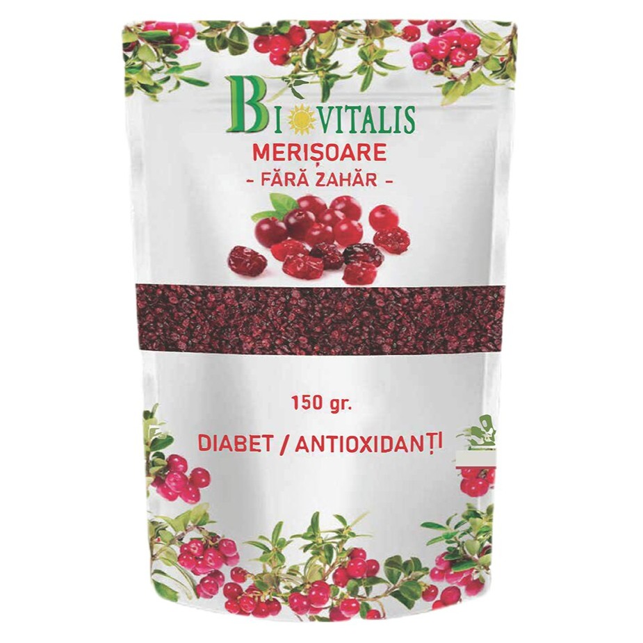 Merisoare fara zahar, 150 g, Biovitalis