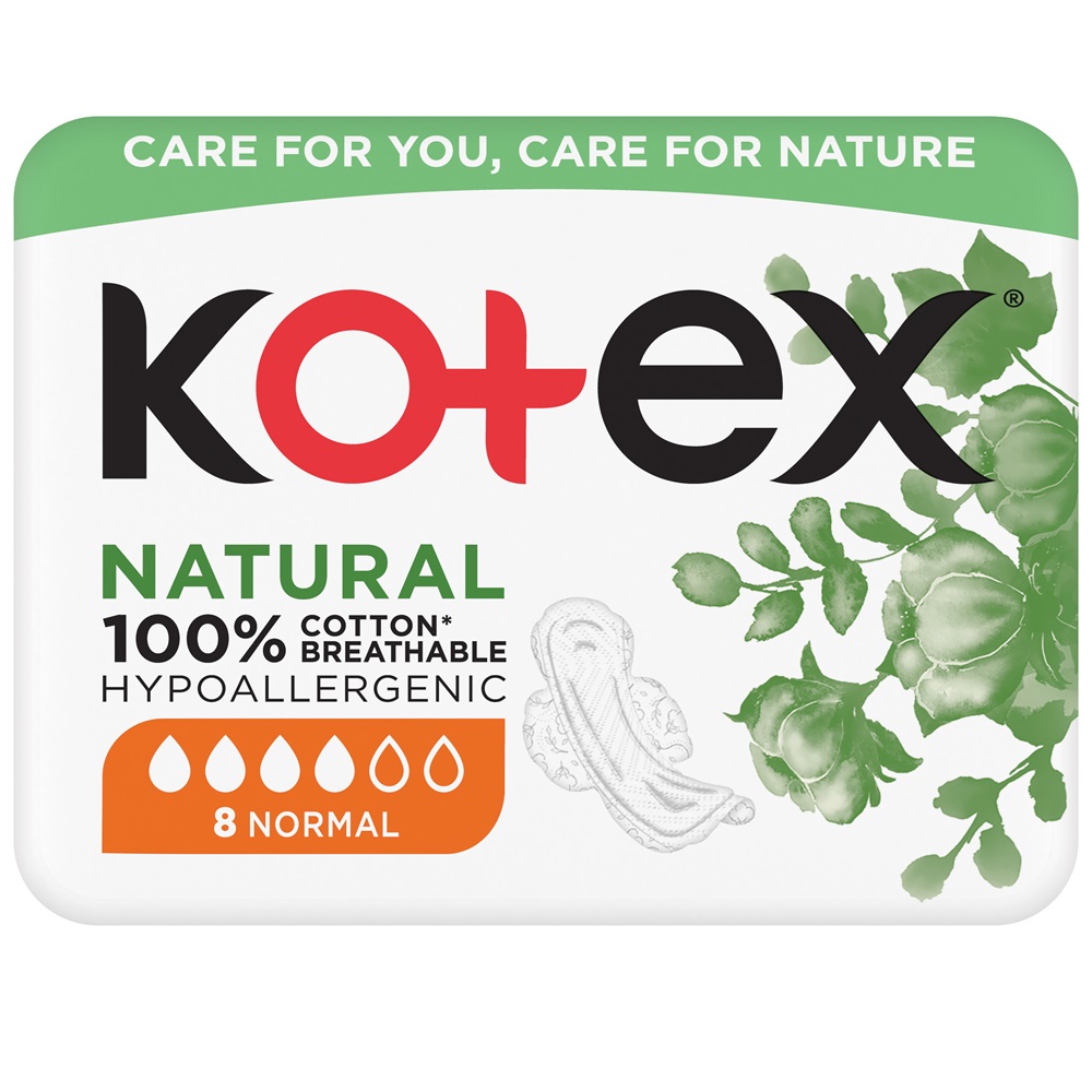 Absorbante de zi Natural Normal, 8 bucati, Kotex