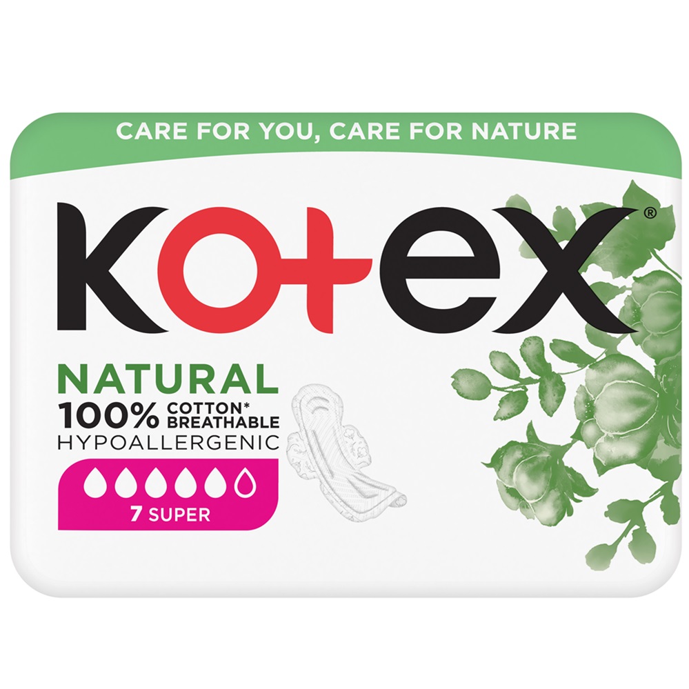 Absorbante de zi Natural Super, 7 bucati, Kotex