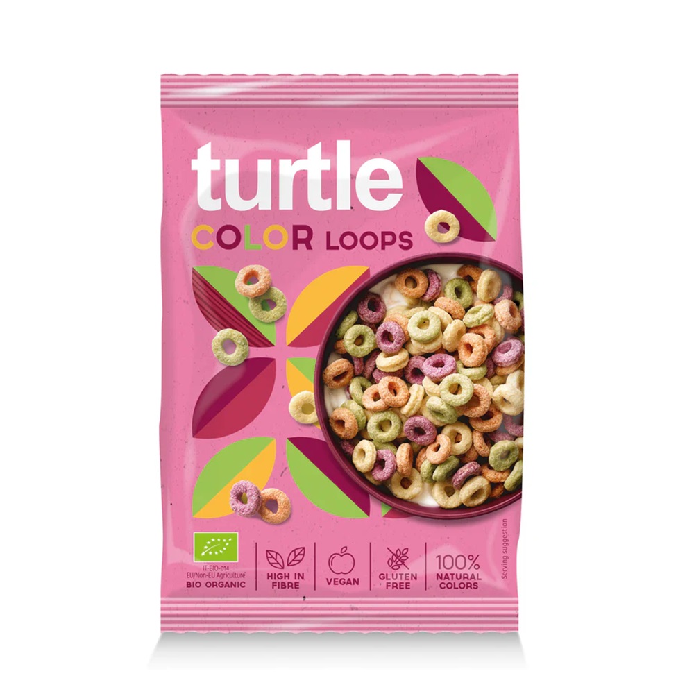 Mini inele colorate cu multicereale Bio Turtle, 40 g, Mogli