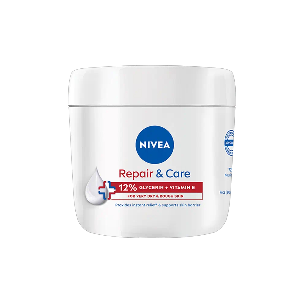 Crema pentru fata, corp si maini 12% Glicerină și Vitamina E Repair & Care, 400 ml, Nivea