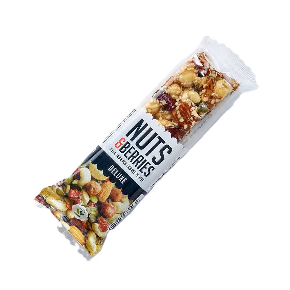 Baton crocant Bio cu nuci, seminte susan si dovleac Deluxe, 40 g, Nuts & Berries