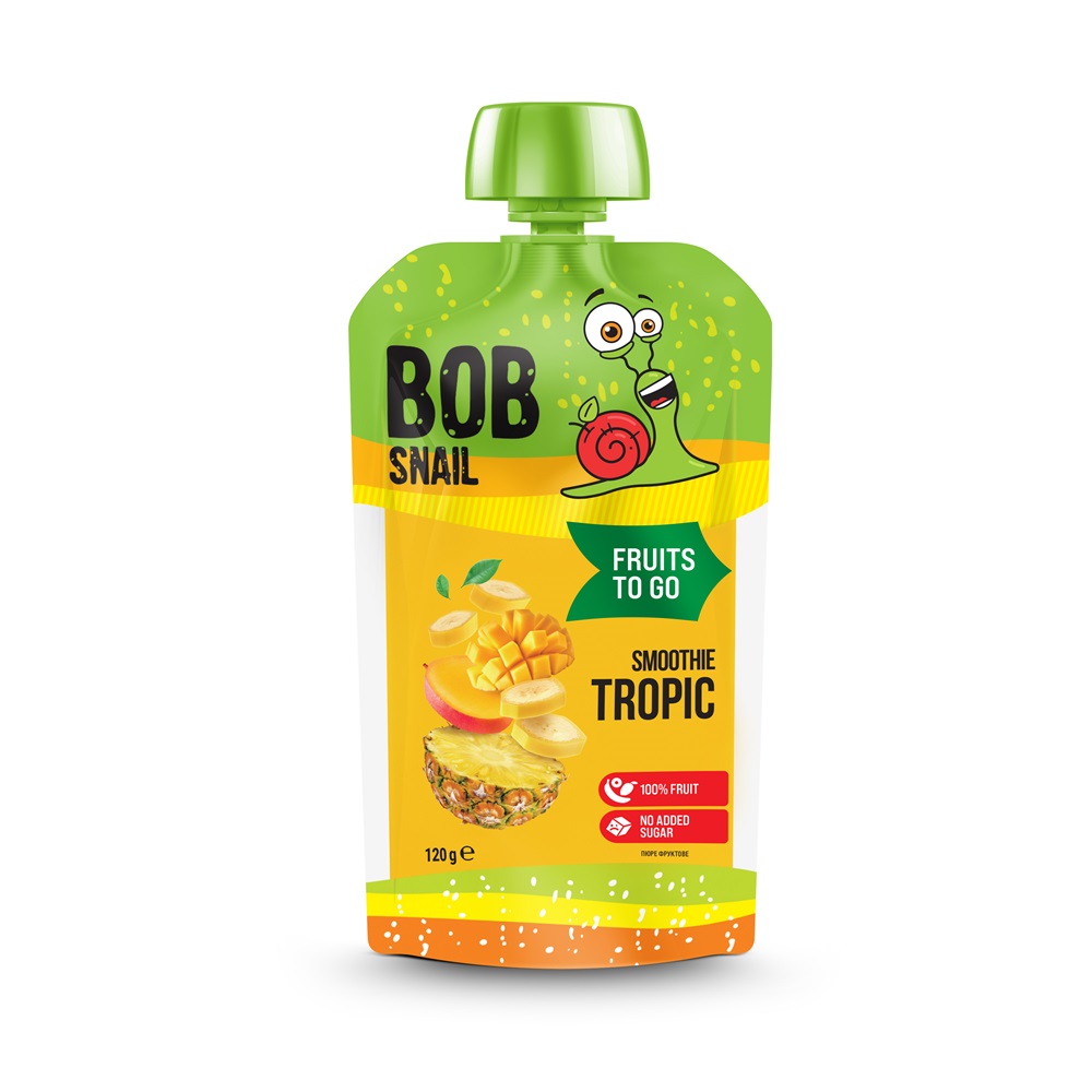 Smoothie natural cu banane si ananas, 120 g, Bob Snail