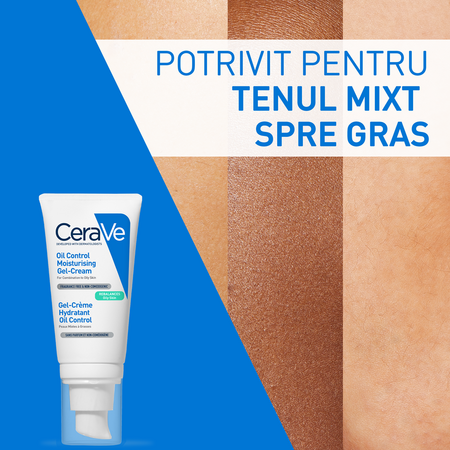 Gel crema cu efect hidratant pentru ten mixt si gras Oil Control, 52 ml, Cerave 614711