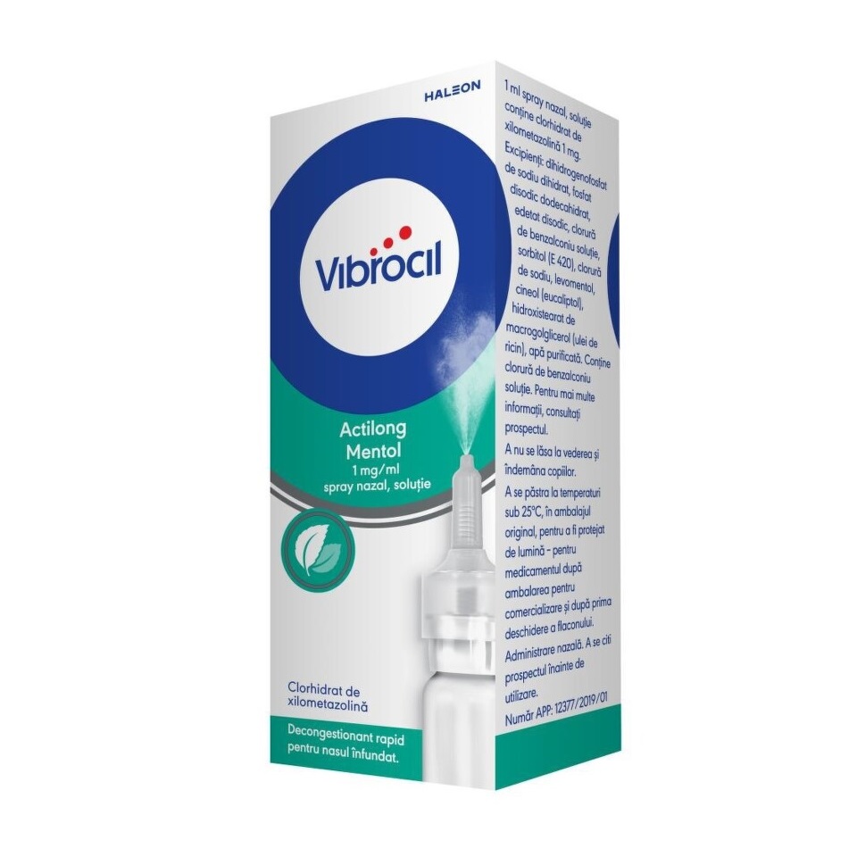 Vibrocil Actilong Mentol, 1 mg/ml spray nazal, soluţie, 10 ml, Gsk