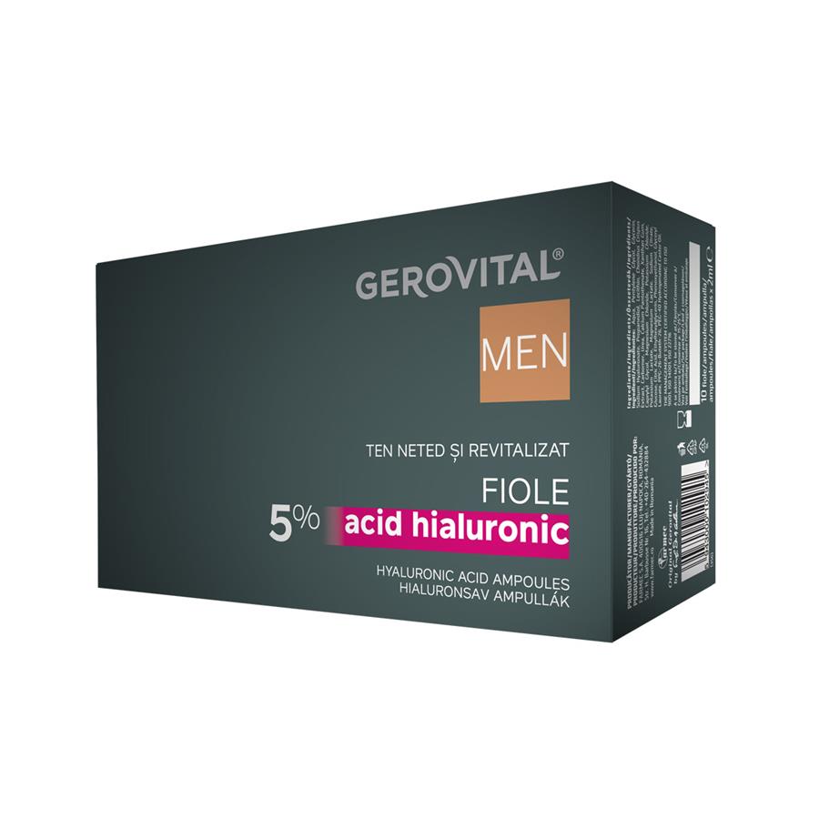 Fiole cu acid hialuronic 5% Men, 10 fiole x 2 ml, Gerovital