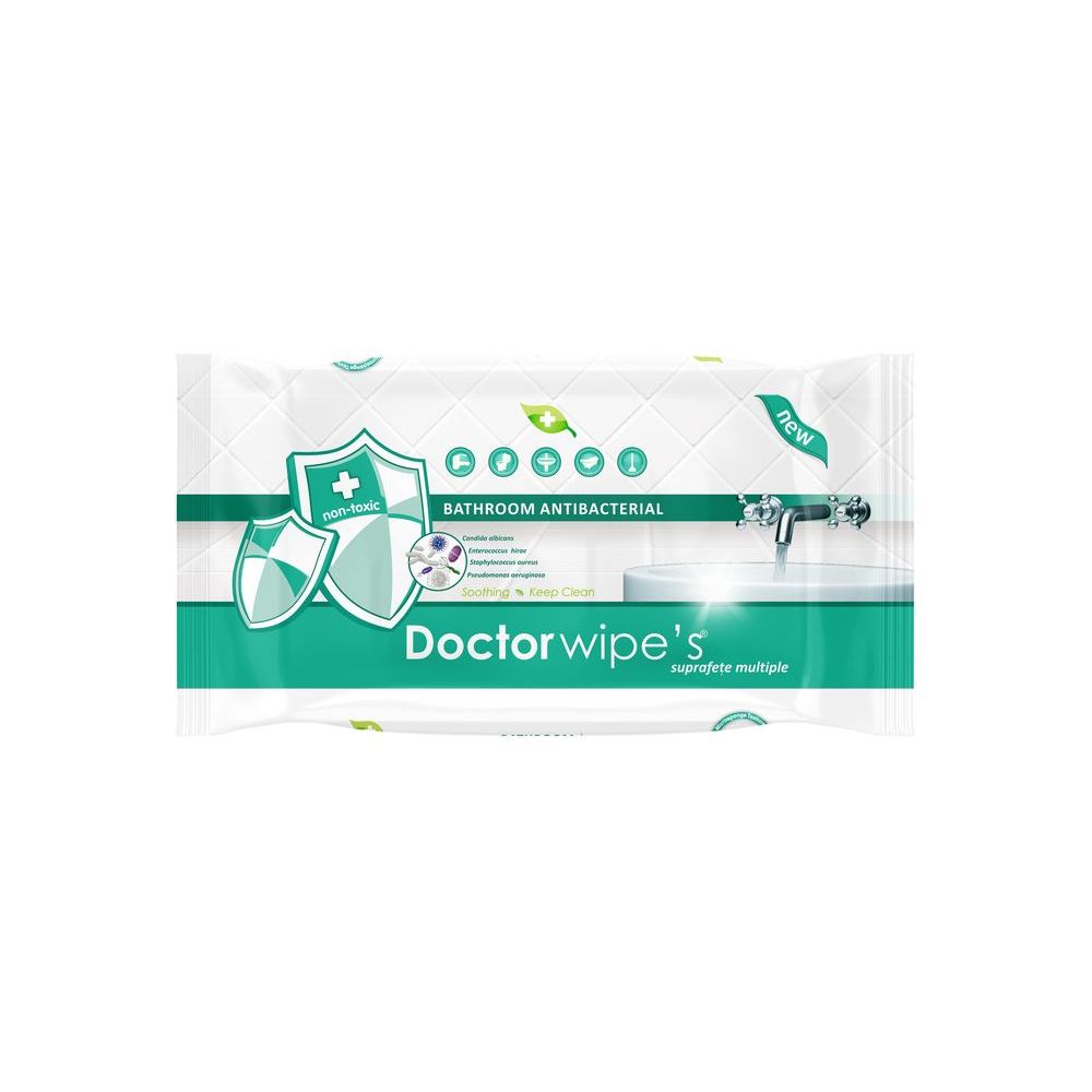 Servetelele umede antibacteriene pentru suprafete, 48 bucati, Doctor Wipe's