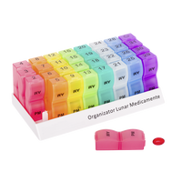 Organizator medicamente lunar colorat, 32 casete, Bazarul de Sanatate