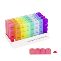 Organizator medicamente lunar, 4 casete colorate, Bazarul de Sanatate