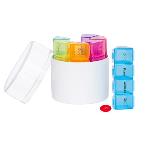 Organizator medicamente saptamanal, 4 casete colorate, Bazarul de Sanatate 665894