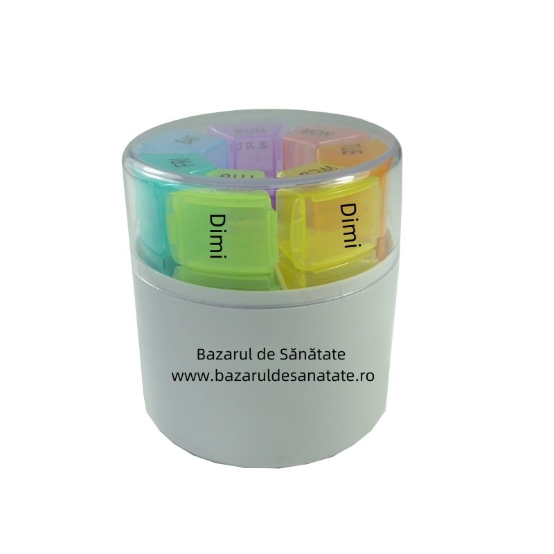 Organizator medicamente saptamanal, 4 casete colorate, Bazarul de Sanatate