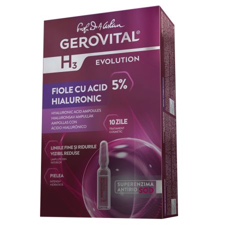 Fiole cu acid hialuronic H3 Evolution, 10 fiole x 2 ml, Gerovital