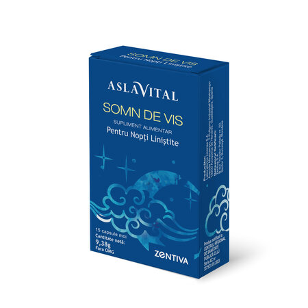 Supliment pentru nopti linistite Aslavital Somn de vis, 15 capsule moi, Zentiva 617216