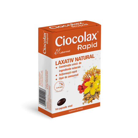 Laxativ natural Ciocolax Rapid, 10 capsule, Labormed 617233