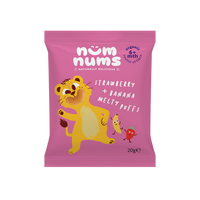Pufuleti bio cu capsuni si banana, 20 g, Num Nums