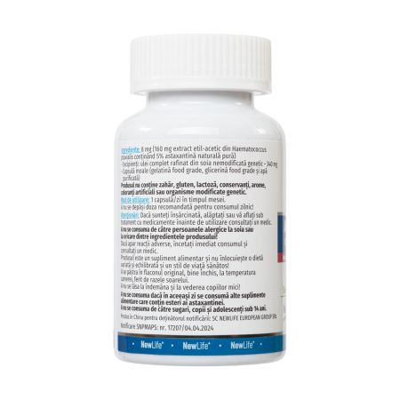Astaxanthin, 8 mg, 60 capsule moi, NewLife+ 700072
