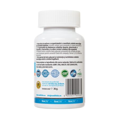 Beta Glucan, 250 mg, 60 capsule vegetale, NewLife+ 700119