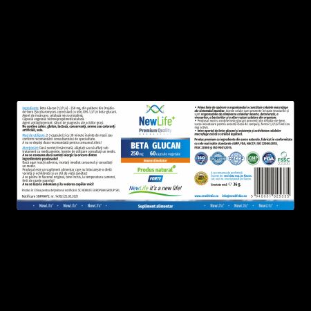 Beta Glucan, 250 mg, 60 capsule vegetale, NewLife+ 700121