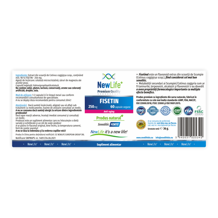 Fisetin, 250 mg, 60 capsule vegetale, NewLife+ 700102