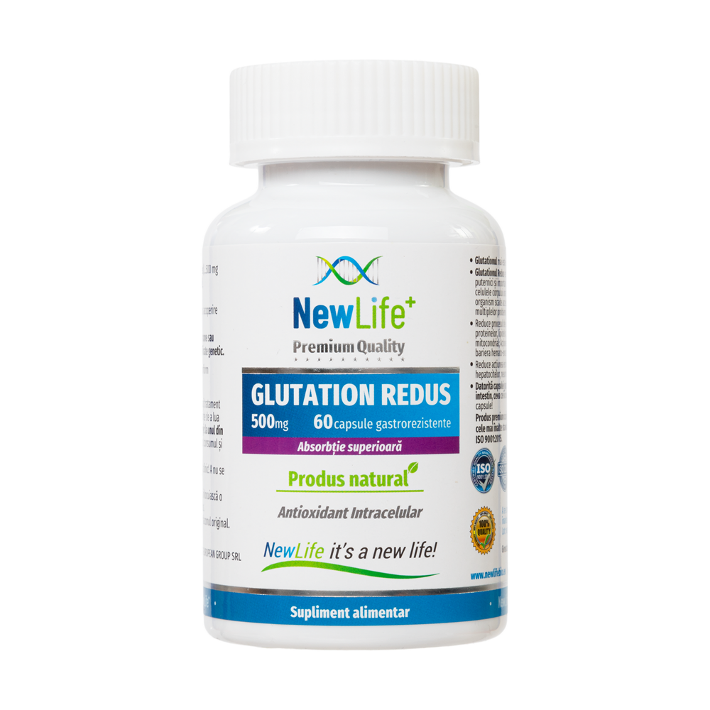 Glutation redus, 500 mg, 60 capsule gastrorezistente, NewLife+
