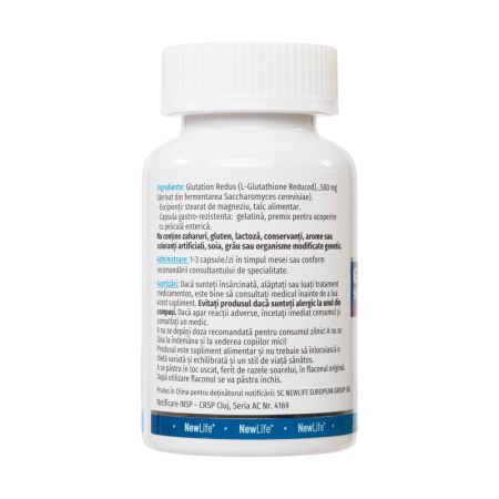 Glutation redus, 500 mg, 60 capsule gastrorezistente, NewLife+ 700357