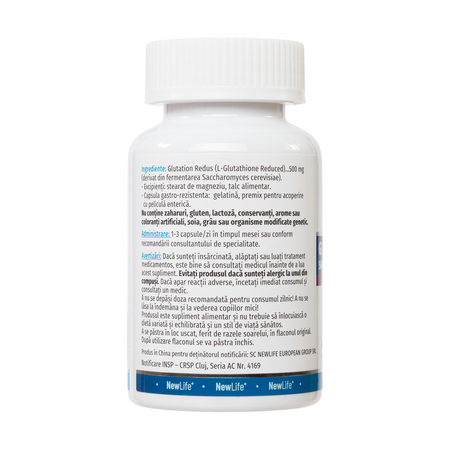 Glutation redus, 500 mg, 60 capsule gastrorezistente, NewLife+ 700357