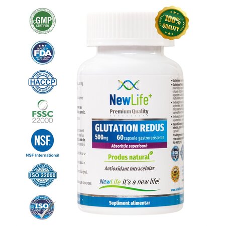 Glutation redus, 500 mg, 60 capsule gastrorezistente, NewLife+ 700355