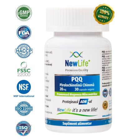 PQQ Pirolochinolina chinona, 20 mg, 30 capsule vegetale, NewLife+ 700370