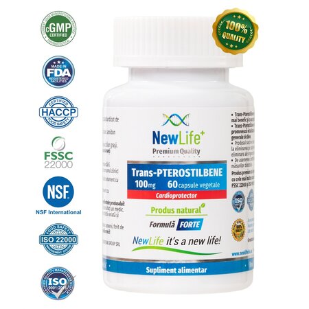 Trans – Pterostilbene, 100 mg, 60 capsule vegetale, NewLife+ 700396