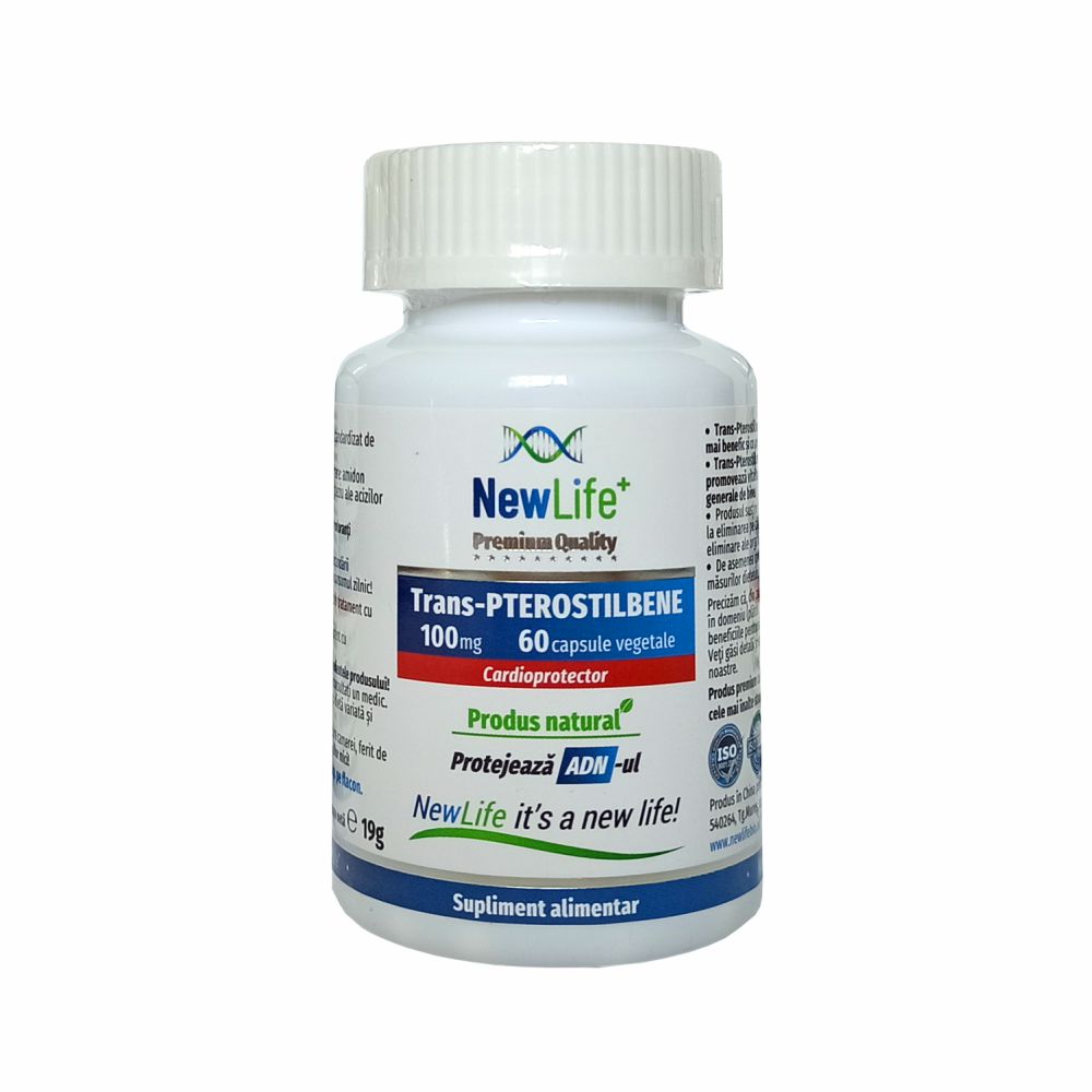 Trans-pterostilbene, 100 mg, 60 capsule vegetale, NewLife+