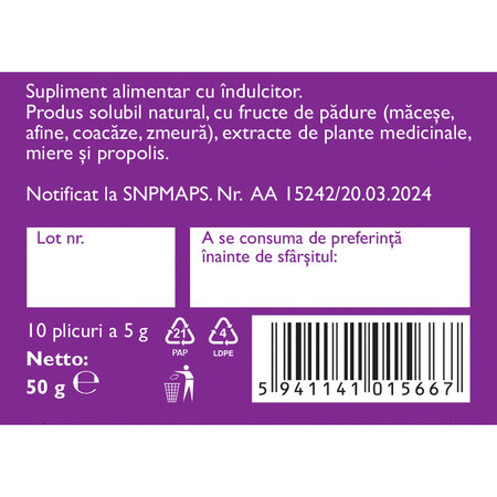 Hapciu solubil cu fructe de padure, 10 plicuri, Fares 620929