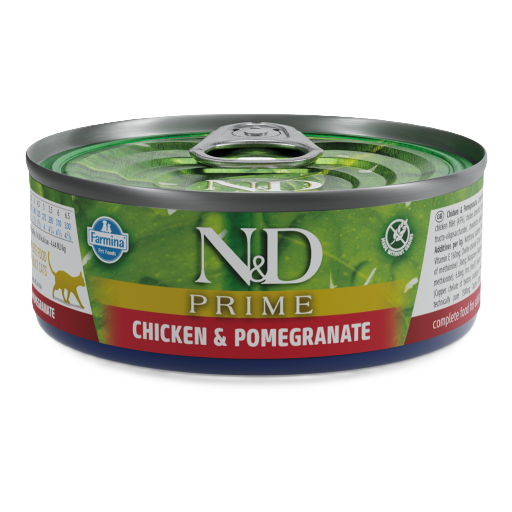 Hrana umeda cu pui si rodie pentru pisici N&D Prime, 70 g, Farmina