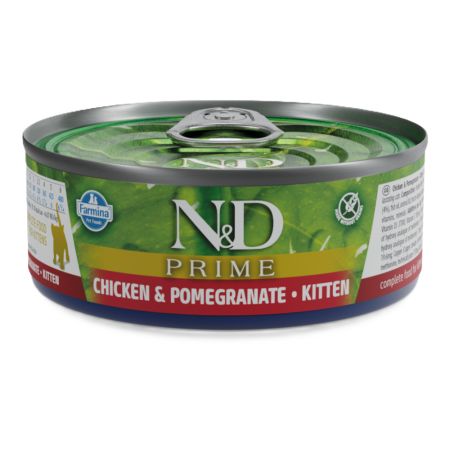Hrana umeda cu pui si rodie pentru pisici N&D Prime Kitten, 70 g, Farmina