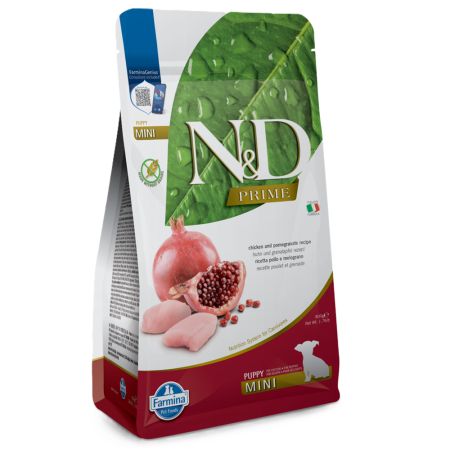 Hrana uscata cu pui si rodie pentru caini N&D Prime Puppy Mini, 800 g, Farmina