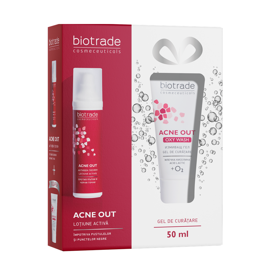 Pachet Acne Out Lotiune activa + Acne Out Oxy Wash, 60+50ml, Biotrade