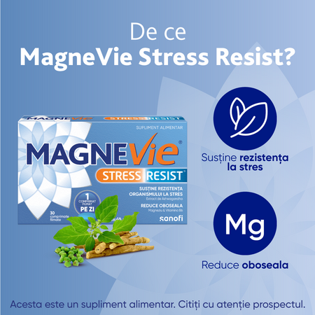 MagneVie Stress Resist Ashwagandha, 30 comprimate filmate, Sanofi 639178