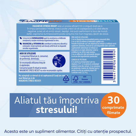 MagneVie Stress Resist Ashwagandha, 30 comprimate filmate, Sanofi 639175