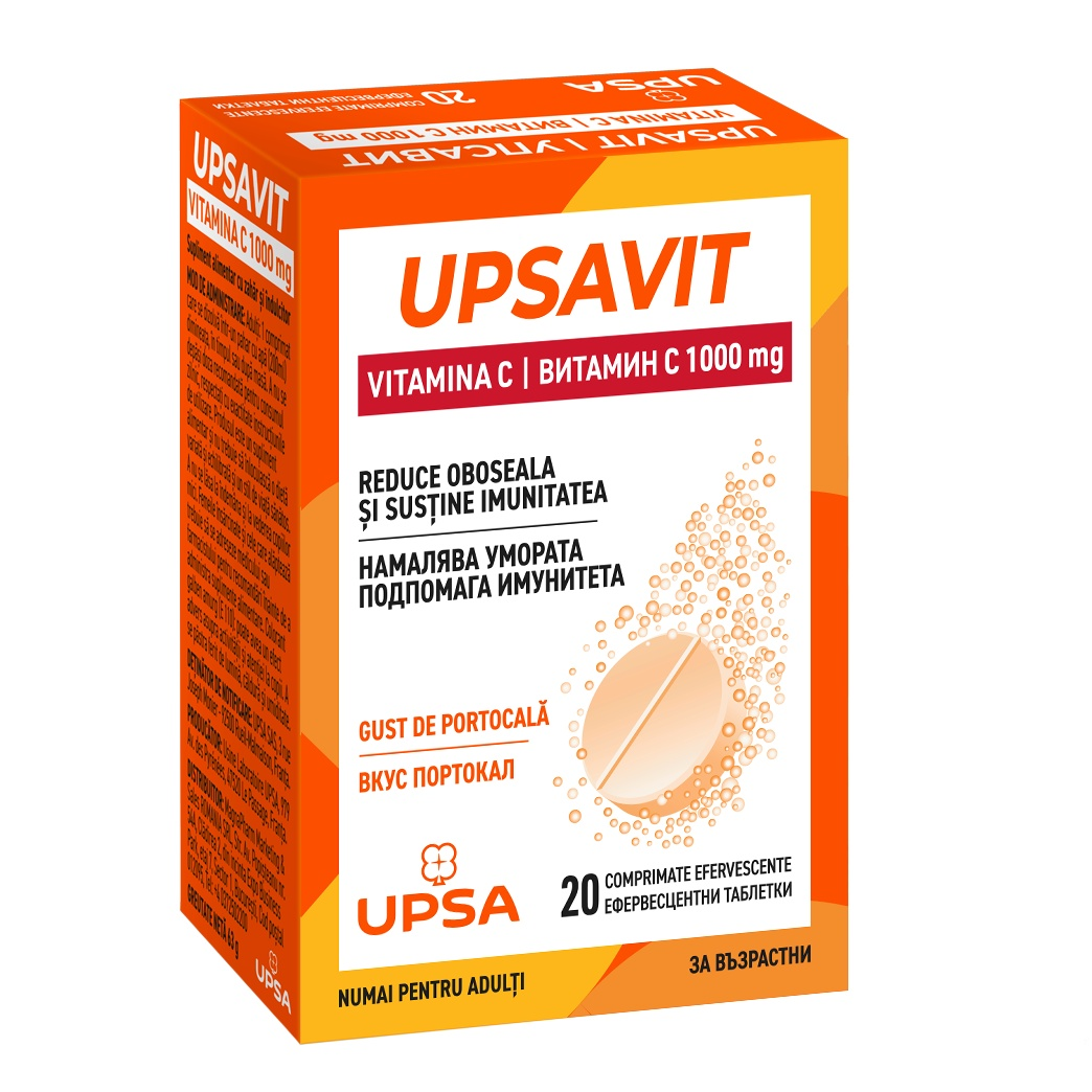 Vitamina C Upsavit, 1000mg, 20 comprimate efervescente, Upsa