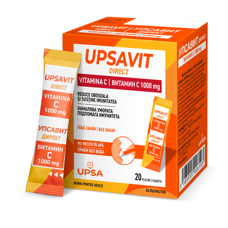 Upsavit Direct Vitamina C, 1000mg, 20 plicuri orodispersabile, Upsa 656153