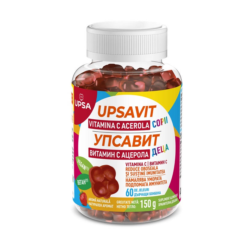 Upsavit Vitamina C Acerola pentru copii, 60 jeleuri, Upsa