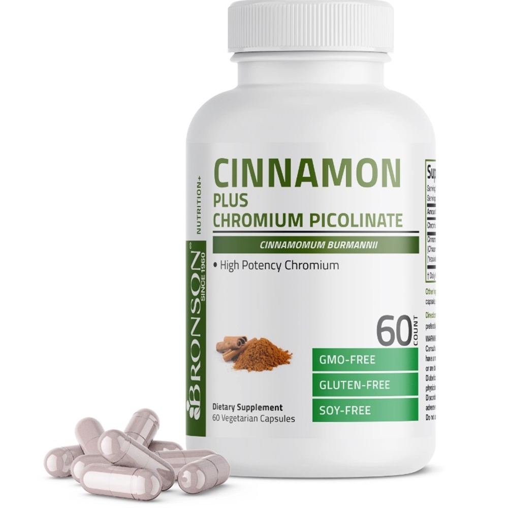 Cinnamon 2000 mg Plus Chromium, 60 capsule, Bronson