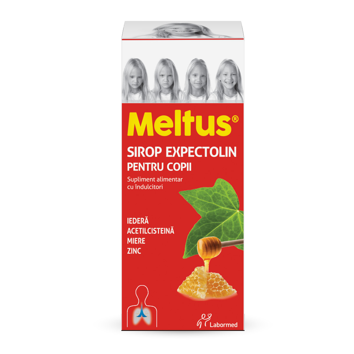 Sirop cu miere, iedera, zinc si acetilcisteina pentru copii Meltus Expectolin, 100 ml, Labormed