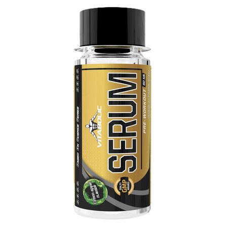 Shot pre-workout cu aroma de mar verde Serum Green Apple, 60 ml, Vitabolic