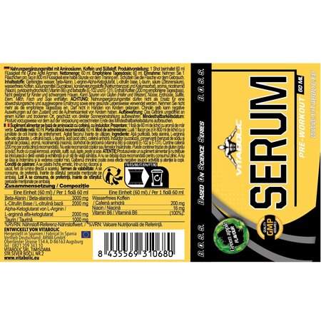 Shot pre-workout cu aroma de mar verde Serum Green Apple, 60 ml, Vitabolic 752719