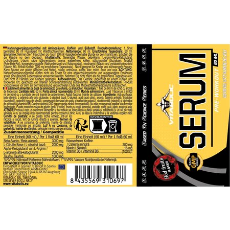 Shot pre-workout cu aroma de fructe de padure Serum Forest Fruits, 60 ml, Vitabolic 752721