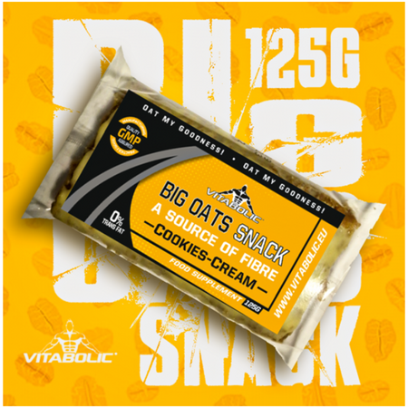 Baton cu ovaz Cookies Cream Big Oats Snack, 125 g, Vitabolic 617621