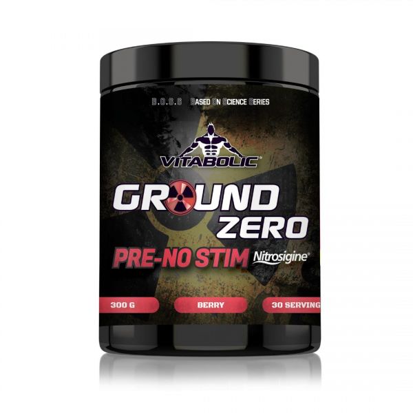 Pudra pre-workout Pre-Stim Nitrosigine Berry Ground Zero, 300 g, Vitabolic