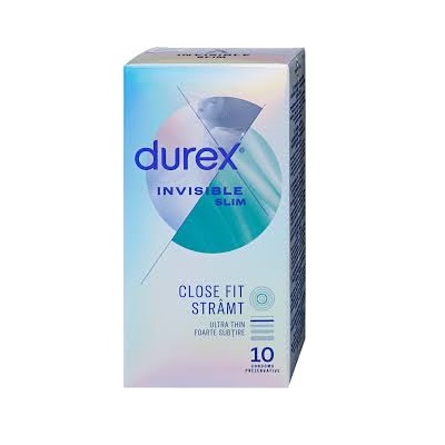 Prezervative Invisible Slim Close Fit, 10 bucati, Durex